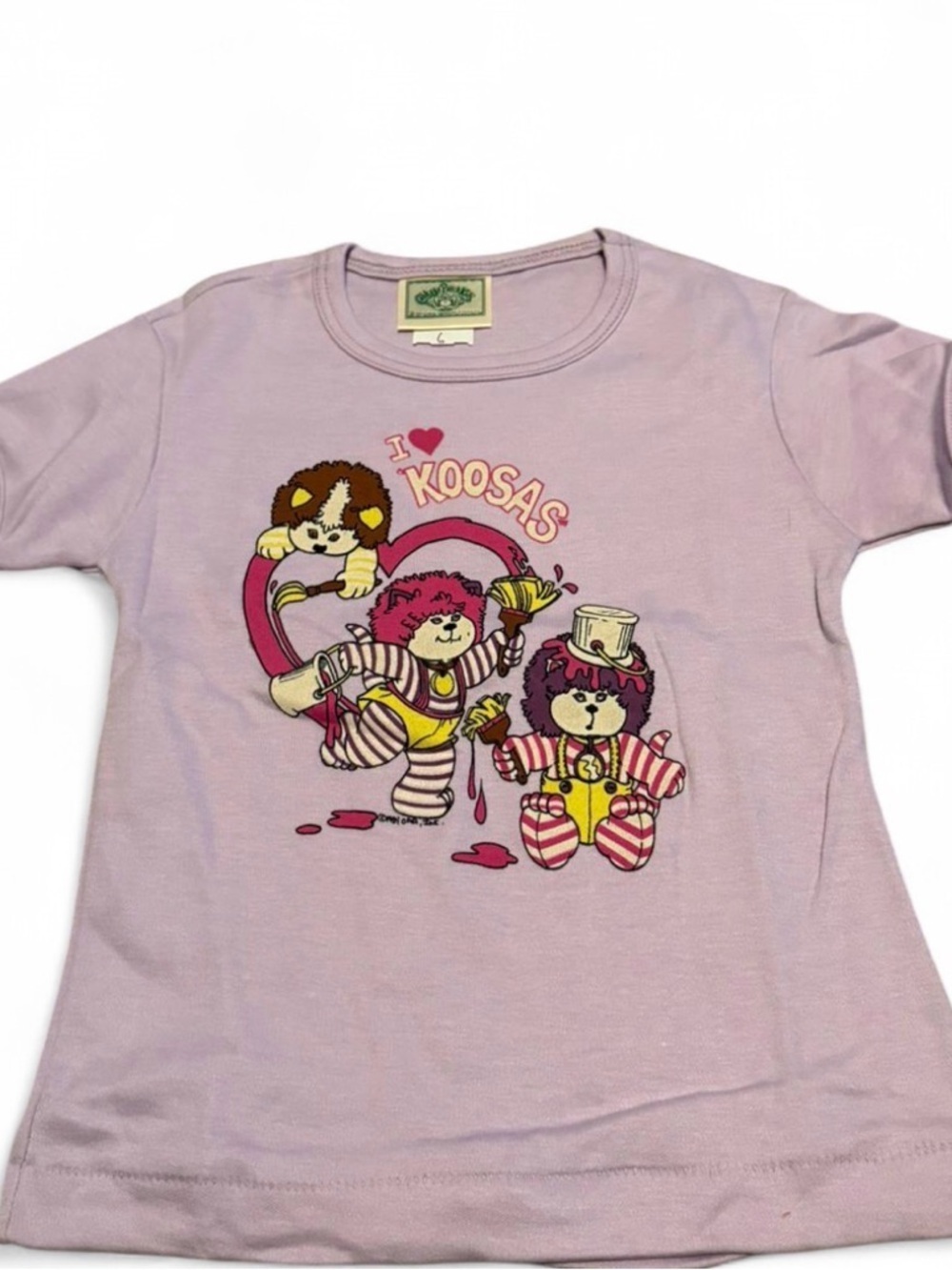 Vintage 1983 Cabbage Patch Kids Purple Baby Tee Sz 6 Retro TShirt I Love Kooosas